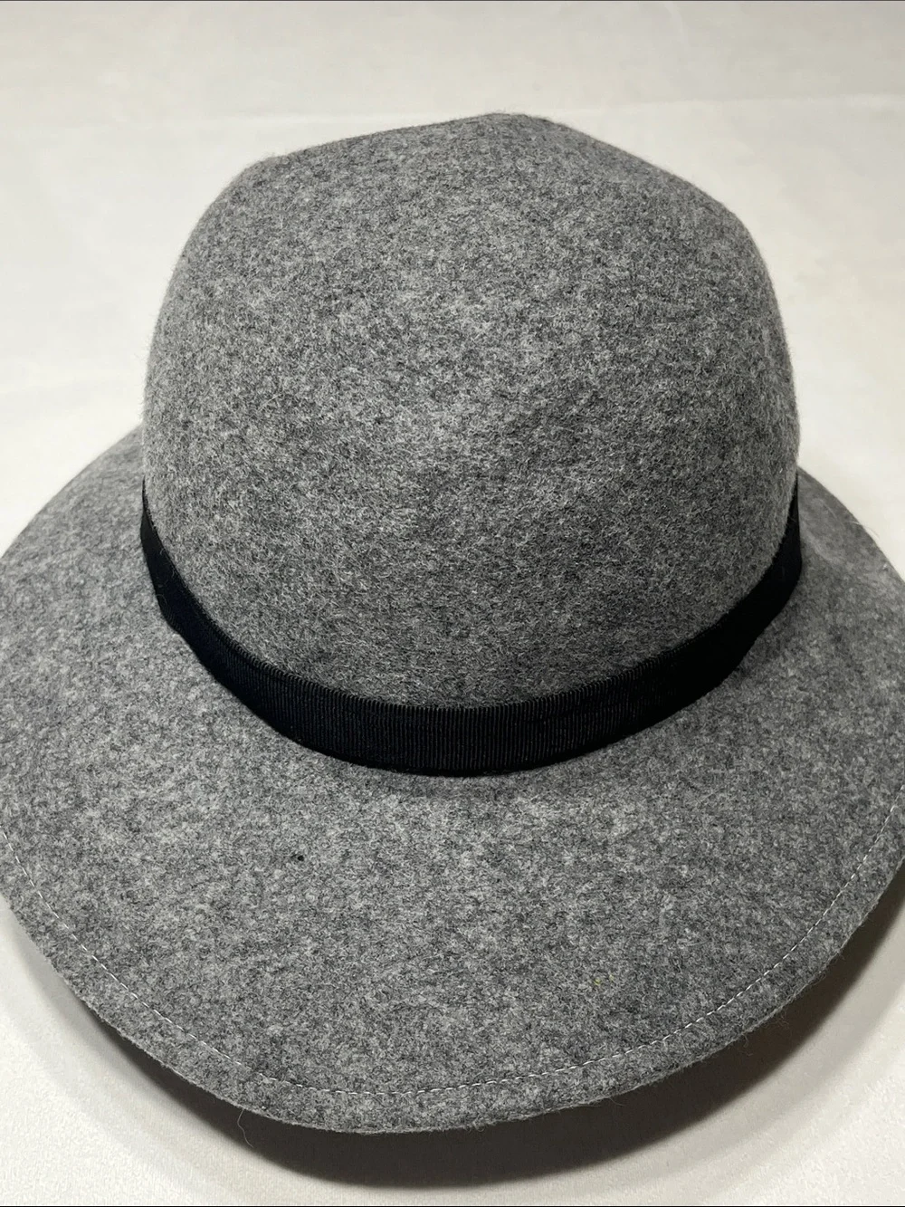 Vintage Lancaster Gray Wool Felt Wide Brim Hat Black Ribbon USA‎